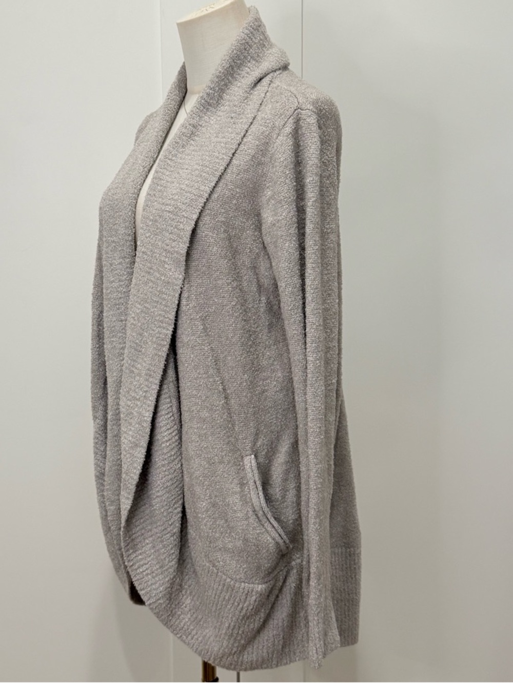 Barefoot Dreams Cozy Chic Lite Circle Cardigan Taupe Medium Lounge Soft Warm - Picture 4 of 11
